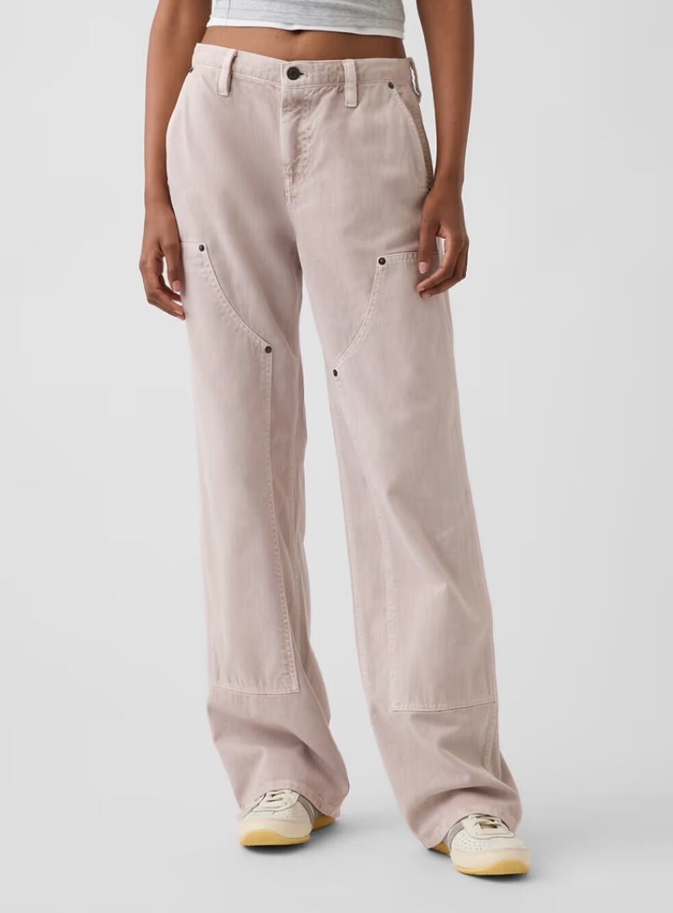 GAP Low Rise '90s Loose Double-Knee Carpenter Pants Cobblestone Beige 0 Petite